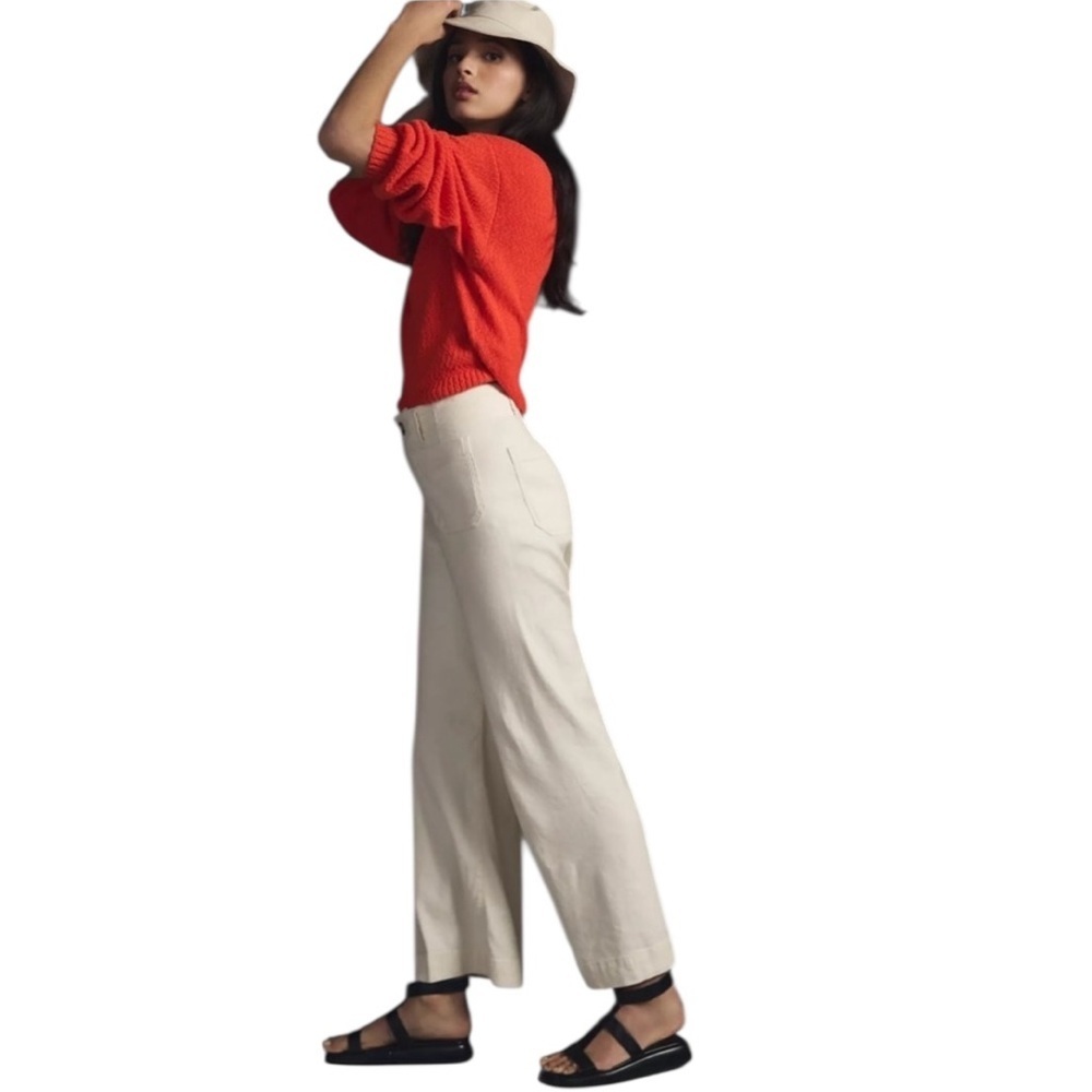 The Colette Cropped Wide-Leg Pants by Maeve white - Picture 5 of 13